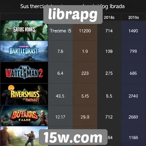 Comparativo de jogos populares no site LibraPG